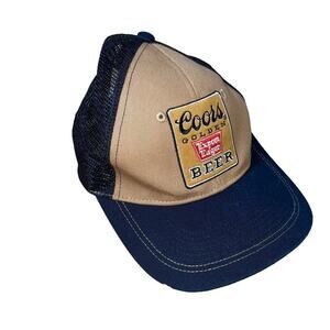 Coors Banquet hat trucker mesh back tan/black embroidered adjustable mesh back